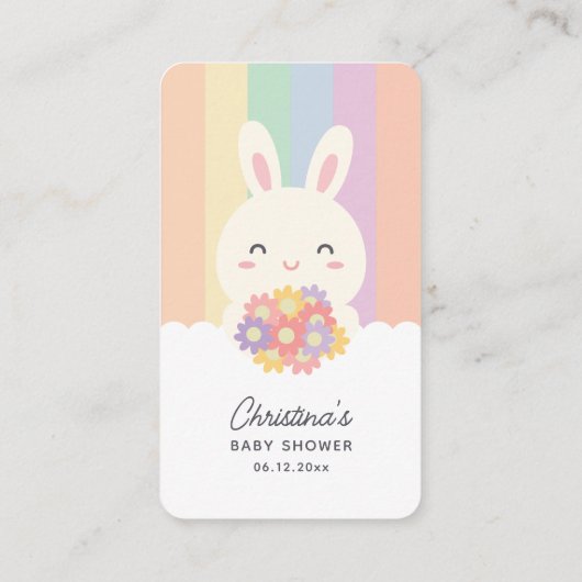 かわいいバニーの女の子や男の子のシャワーベビー エンクロージャーカード (裏面)