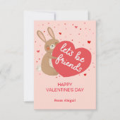 かわいいバニーの子供たち教室バレンタインノートカード 招待状 (正面)