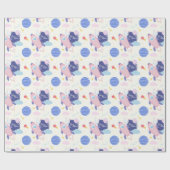 かわいいバニーの宇宙飛行士と月の上で ラッピングペーパー (フラット)