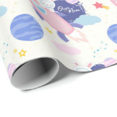 かわいいバニーの宇宙飛行士と月の上で ラッピングペーパー (ロールコーナー)