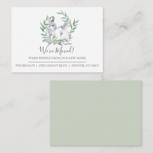 かわいいバニーの新居引っ越し案内 エンクロージャーカード (正面/裏面)