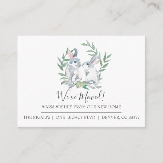 かわいいバニーの新居引っ越し案内 エンクロージャーカード (正面)
