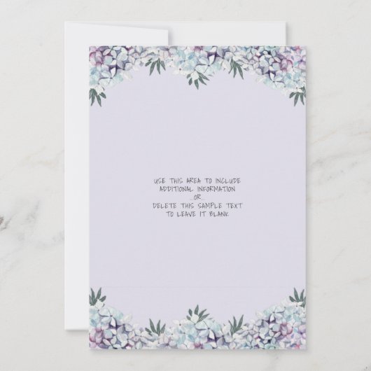 かわいいバニーの水彩フローラ紫色の赤ちゃんシャワー 招待状 (裏面)