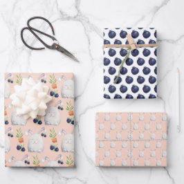 かわいいバニーの水彩画の模様 ラッピングペーパーシート