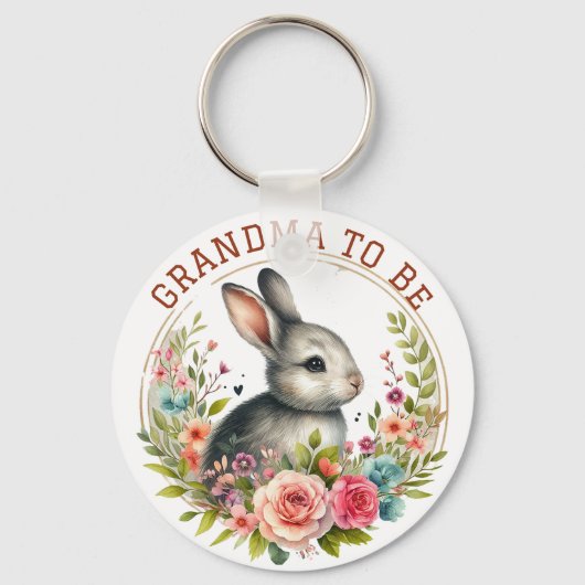 かわいいバニーの花おばあちゃん発表 キーホルダー (正面)