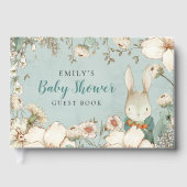 かわいいバニーの葉パワーブルーベビーシャワー ゲストブック (正面)