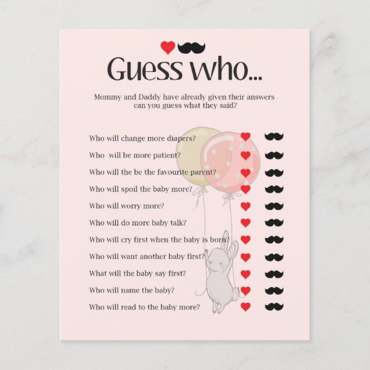 かわいいバニーの赤ちゃんシャワーゲーム (正面)