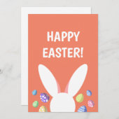 かわいいバニーの頭とイースターエッグ シーズンカード (正面/裏面)