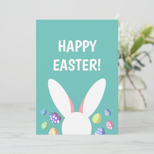 かわいいバニーの頭とイースターエッグ シーズンカード (スタンド正面)