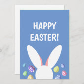 かわいいバニーの頭とイースターエッグ シーズンカード (正面/裏面)