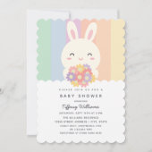 かわいいバニーは途中の女の子の赤ちゃんシャワー 招待状 (正面)