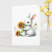 かわいいバニーひまわり付き全大事な行事挨拶 カード (黄色い花)