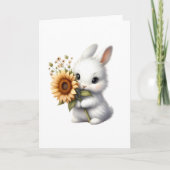 かわいいバニーひまわり付き全大事な行事挨拶 カード (正面)
