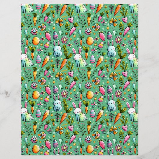 かわいいバニーをテーマにした復活祭のスクラップブック紙 (正面)