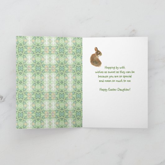 かわいいバニーを持つおもしろいのハッピーイースターの娘 シーズンカード (内部)