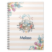 . .かわいいバニーを籠に入れ、かわいらし卵と花 ノートブック (正面)