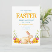 かわいいバニーイエローフラワーイースターブランチ卵狩り 招待状 (スタンド正面)