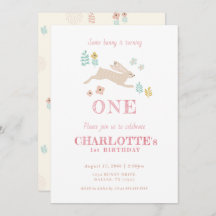 かわいいバニーイエローフローラキッドガールファースト誕生日