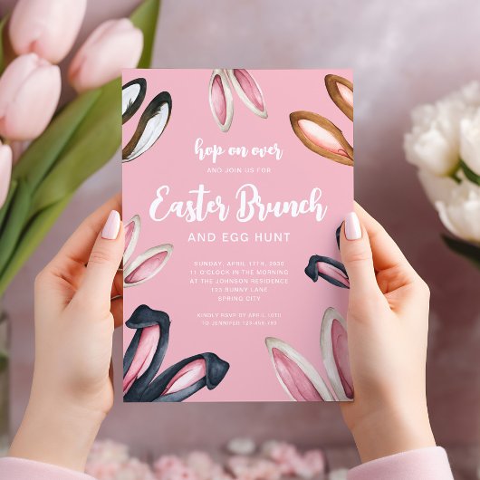かわいいバニーイヤーイースターブランチ 招待状