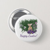 かわいいバニーイースターウィッシュホリデーグリーティング 缶バッジ (正面&裏面)
