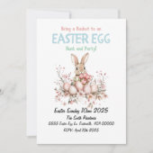 かわいいバニーイースターエッグ狩りとパーティー 招待状 (正面)
