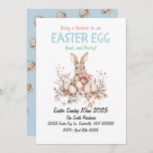かわいいバニーイースターエッグ狩りとパーティー 招待状 (正面/裏面)