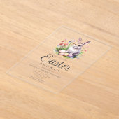 かわいいバニーイースターブランチと卵の狩り アクリル招待状 (レイダウン)