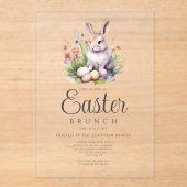 かわいいバニーイースターブランチと卵の狩り アクリル招待状 (正面)
