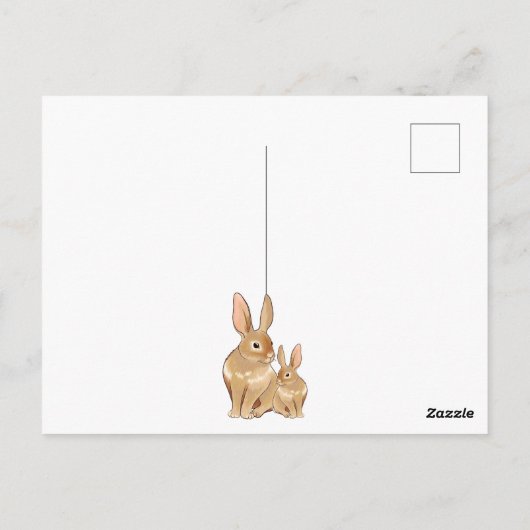 かわいいバニーウサギと花春ありがとう ポストカード (裏面)