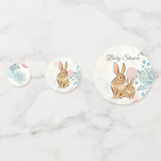 かわいいバニーウサギと花春赤ちゃんシャワー コンフェッティ (裏面)