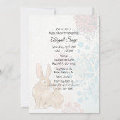 かわいいバニーウサギと花春赤ちゃんシャワー 招待状 (裏面)