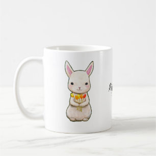かわいいバニーウサギのグラフィックが付いている名前をカスタムするの コーヒーマグカップ