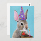かわいいバニーウサギチョコレートケーキ誕生日 ポストカード (正面/裏面)
