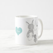 かわいいバニーウサギ幸せな家族愛母マグ コーヒーマグカップ (正面右)