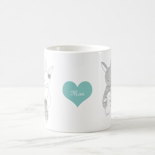 かわいいバニーウサギ幸せな家族愛母マグ コーヒーマグカップ (中央)