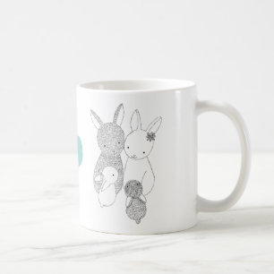 かわいいバニーウサギ幸せな家族愛母マグ コーヒーマグカップ
