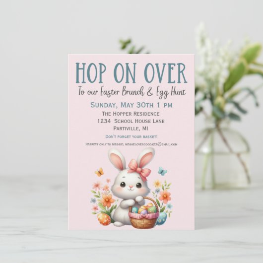 かわいいバニーエッグ狩りとイースターブランチ招待状 招待状 (スタンド正面)