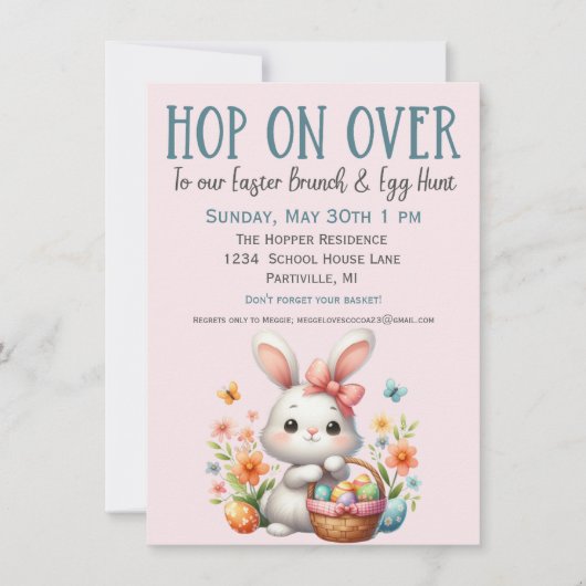 かわいいバニーエッグ狩りとイースターブランチ招待状 招待状 (正面)
