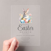 かわいいバニーエッグ狩りとイースターブランチ アクリル招待状 (インサイチュ (ポータブル))