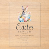 かわいいバニーエッグ狩りとイースターブランチ アクリル招待状 (正面)