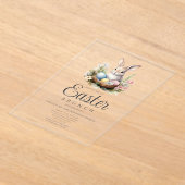 かわいいバニーエッグ狩りとイースターブランチ アクリル招待状 (レイダウン)