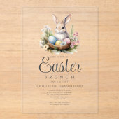 かわいいバニーエッグ狩りとイースターブランチ アクリル招待状 (正面)