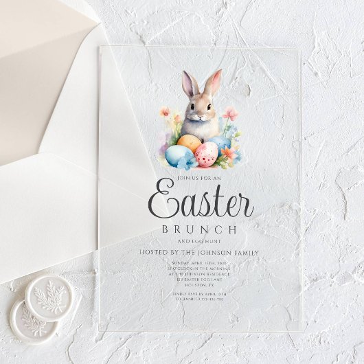 かわいいバニーエッグ狩りとイースターブランチ アクリル招待状