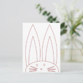 かわいいバニーカラーリングピンクの輪郭 シーズンポストカード (スタンド正面)