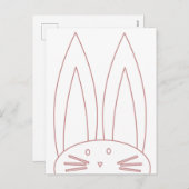 かわいいバニーカラーリングピンクの輪郭 シーズンポストカード (正面/裏面)