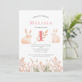 かわいいバニーガールズ1歳の誕生日招待状 招待状 (スタンド正面)