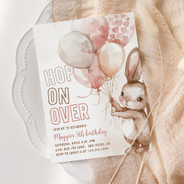 かわいいバニーガールバースデーパーティーピンク 招待状