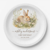 かわいいバニーガールバースデーパーティー ペーパープレート (正面)