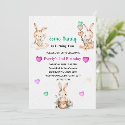 かわいいバニーガールバースデーパーティー 招待状 (スタンド正面)