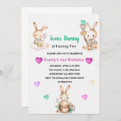 かわいいバニーガールバースデーパーティー 招待状 (正面/裏面)